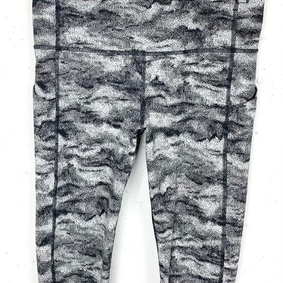 Lululemon Womens Pace Rival Crop Leggings Power Luxtreme Hazy Days Black White 6 - Picture 6 of 9